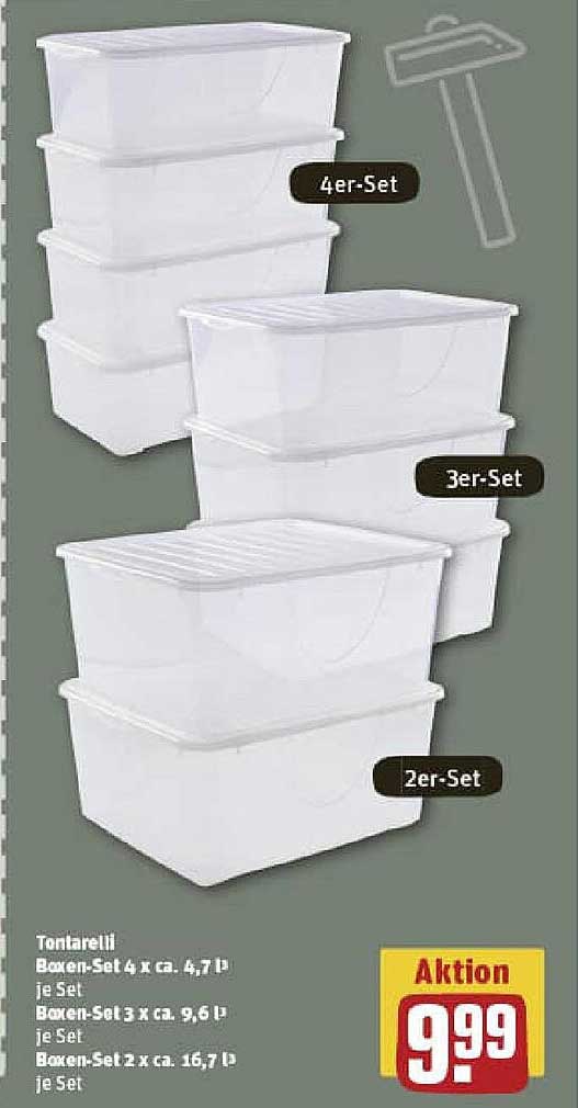 Tontarelli Boxen-Set 4 x ca. 4,7 l, 3 x ca. 9,6 l, 2 x ca. 16,7 l