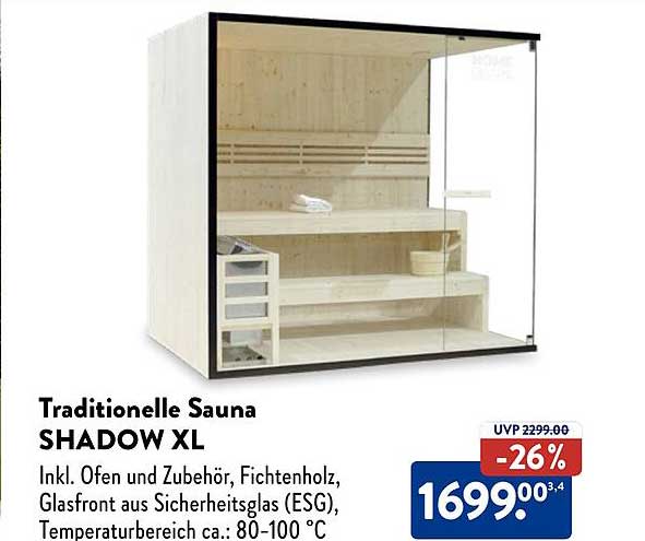 Traditionelle Sauna SHADOW XL