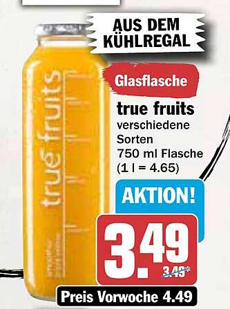 true fruits Glasflasche - verschiedene Sorten 750 ml