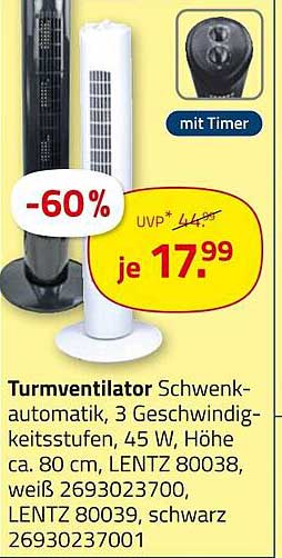 Turnventilator mit Schwenkautomatik - 3 Geschwindigkeitsstufen