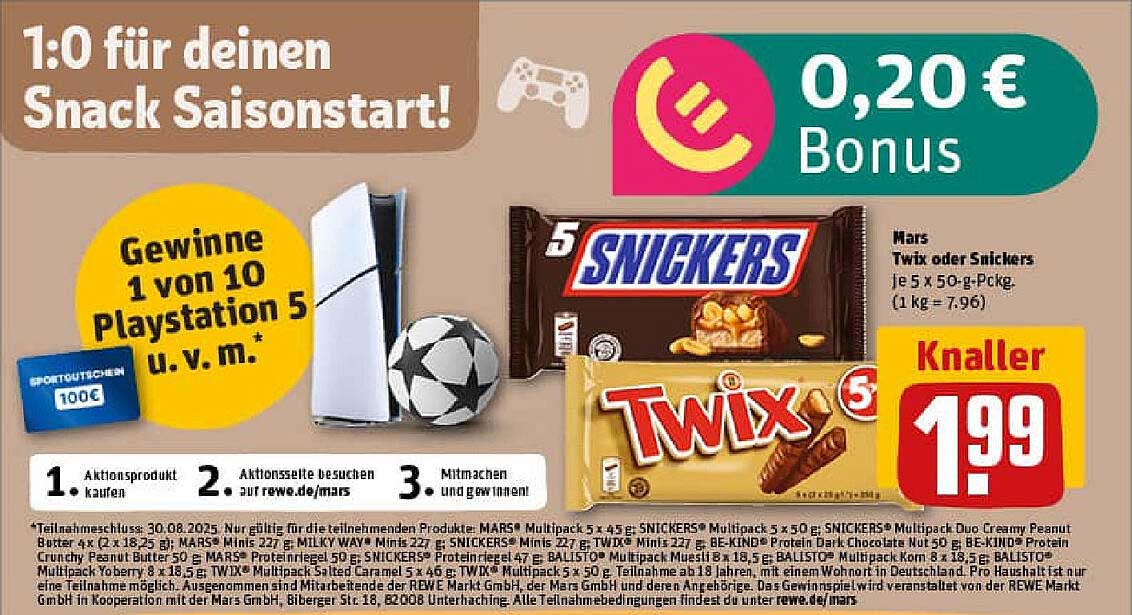 Twix oder Snickers Multipack 5 x 50 g