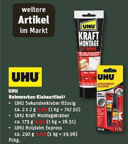 UHU Kraft Montagekleber und Sekundenkleber
