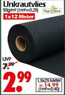 Unkrautvlies 1x12 Meter von Top Flora