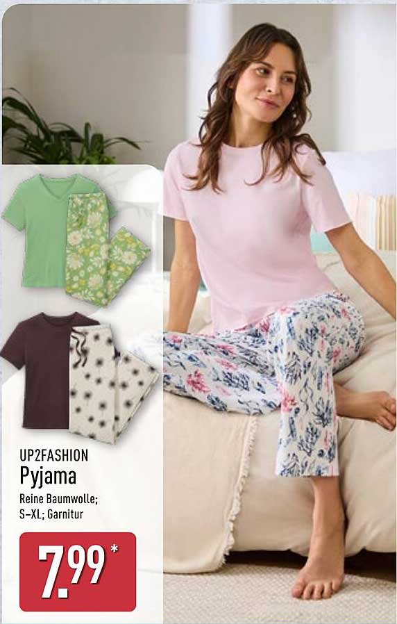 UP2FASHION Pyjama - Reine Baumwolle; S–XL; Garnitur
