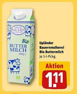 Upländer Bauernmolkerei Bio Buttermilch je 1-l-Pckg.