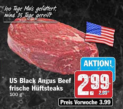 US Black Angus Beef frische Hüftsteaks 100 g