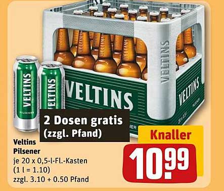Veltins Pilsener Kasten – 20 x 0,5 l + 2 Dosen gratis!