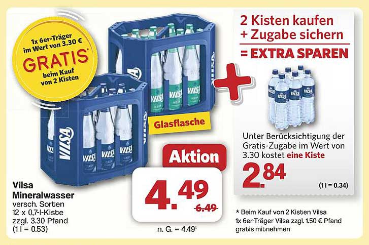 Vilsa Mineralwasser 12 x 0,7l-Kiste zum Aktionspreis