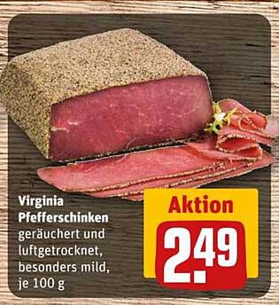 Virginia Pfefferschinken geräuchert und luftgetrocknet, besonders mild, je 100 g