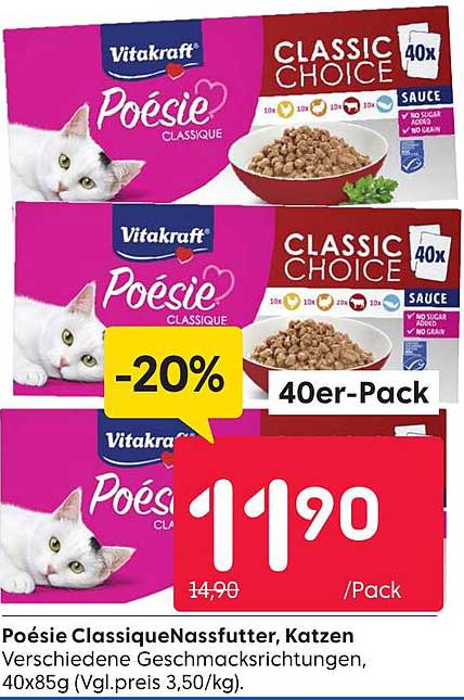 Vitakraft Poesie Classique Nassfutter für Katzen 40er-Pack