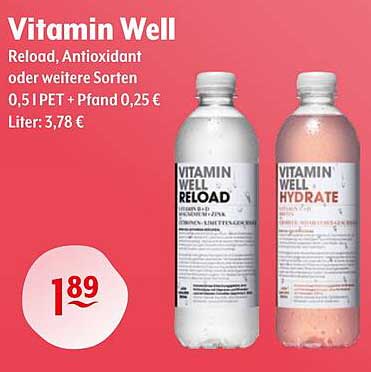 Vitamin Well Reload, Antioxidant oder weitere Sorten 0,5 l PET