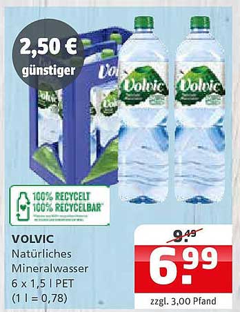 VOLVIC Natürliches Mineralwasser 6 x 1,5 l PET