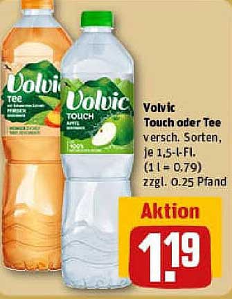 Volvic Touch oder Tee, 1,5 l Flasche für nur 1,19 €