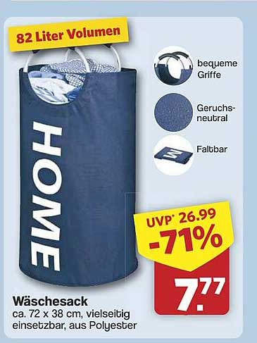 Wäschekorb HOME aus Polyester - 82 Liter Volumen