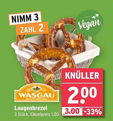 Wasgau Laugenbrezel - 3 Stück zum Knüllerpreis