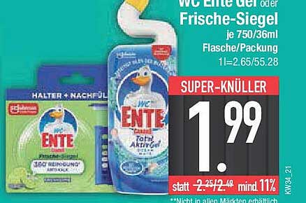 WC Ente Gel oder Frische-Siegel je 750/36ml Flasche/Packung