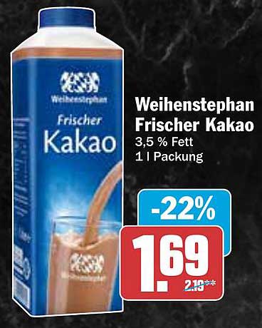 Weihenstephan Frischer Kakao 3,5 % Fett 1 l Packung