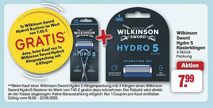 Wilkinson Sword Hydro 5 Rasierklingen 4-Stück-Packung