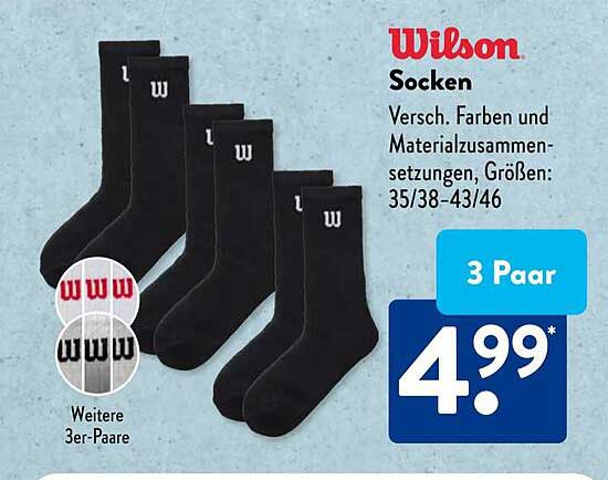 Wilson Socken - 3 Paar für nur 4,99€