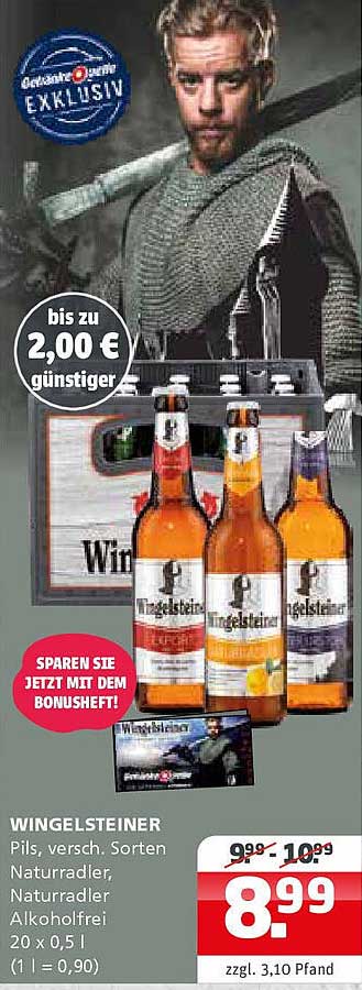 WINGELSTEINER Pils, verschiedene Sorten, Naturradler, Naturradler alkoholfrei 20 x 0,5 l