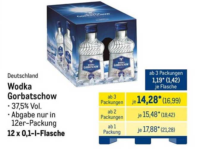 Wodka Gorbattschow 12 x 0,1 l - Abgabe nur in 12er-Packung