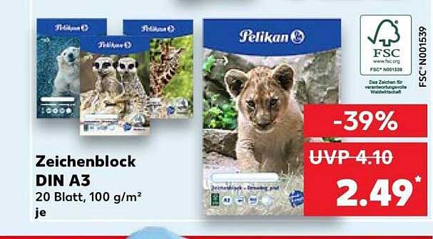 Zeichenblock DIN A3 von Pelikan - 20 Blatt, 100 g/m²