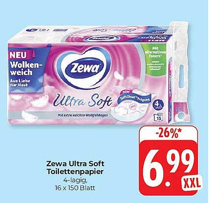 Zewa Ultra Soft Toilettenpapier 4-lagig, 16 x 150 Blatt