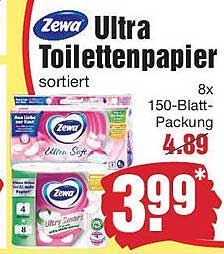 Zewa Ultra Toilettenpapier 8x 150-Blatt-Packung