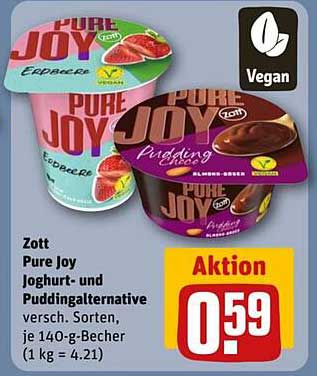 Zott Pure Joy Joghurt- und Puddingalternative, 140 g Becher, verschiedene Sorten