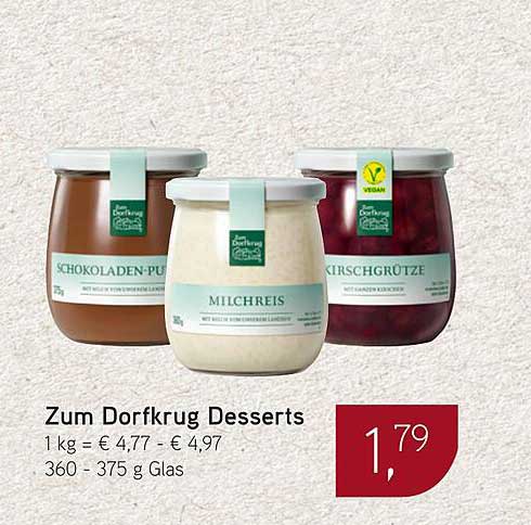 Zum Dorfkrug Desserts - Schokoladen-Pudding, Milchreis und Kirschgrütze