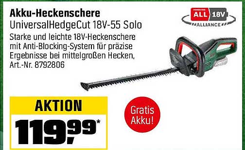 Akku-Heckenschere UniversalHedgeCut 18V-55 Solo