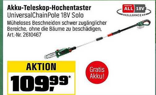 Akku-Teleskop-Hochentaster UniversalChainPole 18V Solo