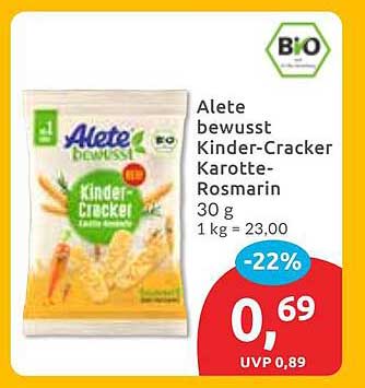 Alete bewusst Kinder-Cracker Karotte-Rosmarin 30 g