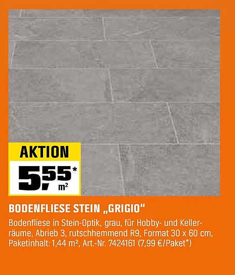 Bodenfliese Stein „Grigio“