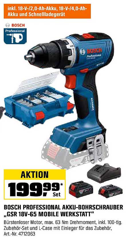 BOSCH PROFESSIONAL AKKU-BOHRSCHRAUBER "GSR 18V-65 MOBILE WERKSTATT"