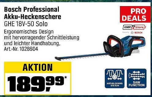 Bosch Professional Akku-Hecken-schere GHE 18V-50 Solo