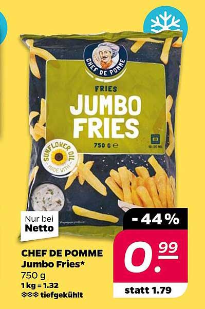 CHEF DE POMME Jumbo Fries 750 g