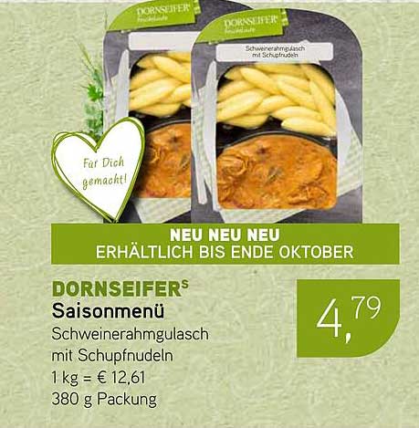 DORNSEIFER® Saisonmenü Schweinerahmgulasch mit Schupfnudeln 380 g Packung