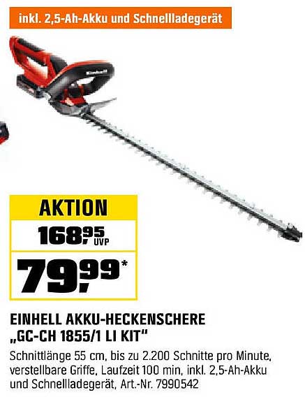 EINHELL AKKU-HECKENSCHERE „GC-CH 1855/1 LI KIT“