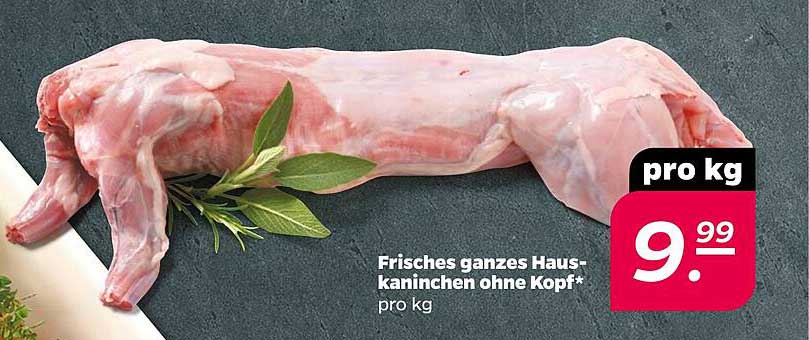 Frisches ganzes Hauskaninchen ohne Kopf*