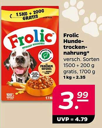 Frolic Hundenahrung 1,5 kg + 200 g gratis