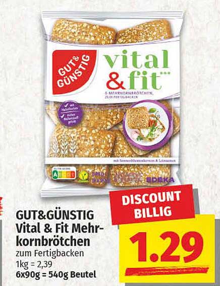 GUT&GINSTIG Vital & Fit Mehrkornbrötchen zum Fertigbacken