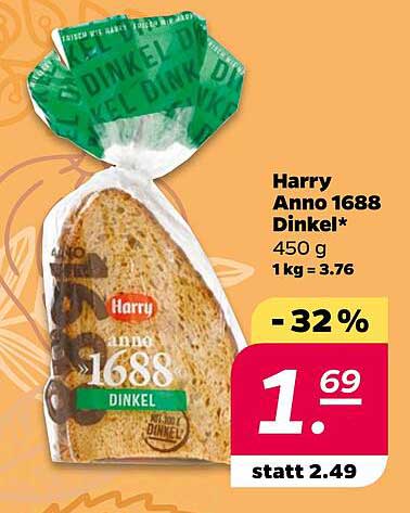 Harry Anno 1688 Dinkel* 450 g - Jetzt nur 1,69 € statt 2,49 €!