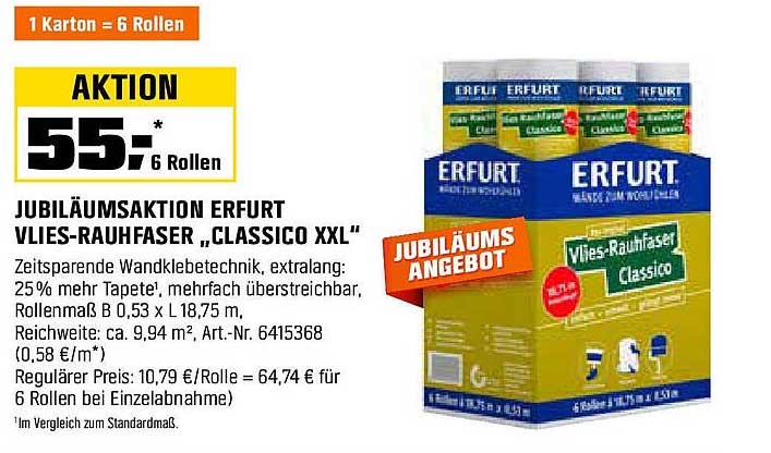 Jubiläumsaktion Erfurt Vlies-Raufaser "Classico XXL"
