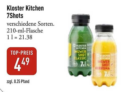 Kloster Kitchen 7Shots, verschiedene Sorten, 210-ml-Flasche
