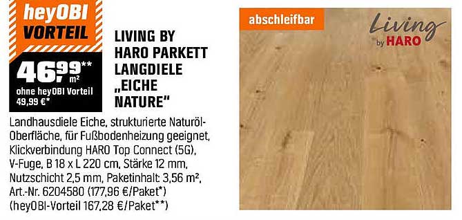 LIVING BY HARO PARKETT LANGDIELE „EICHE NATURE“