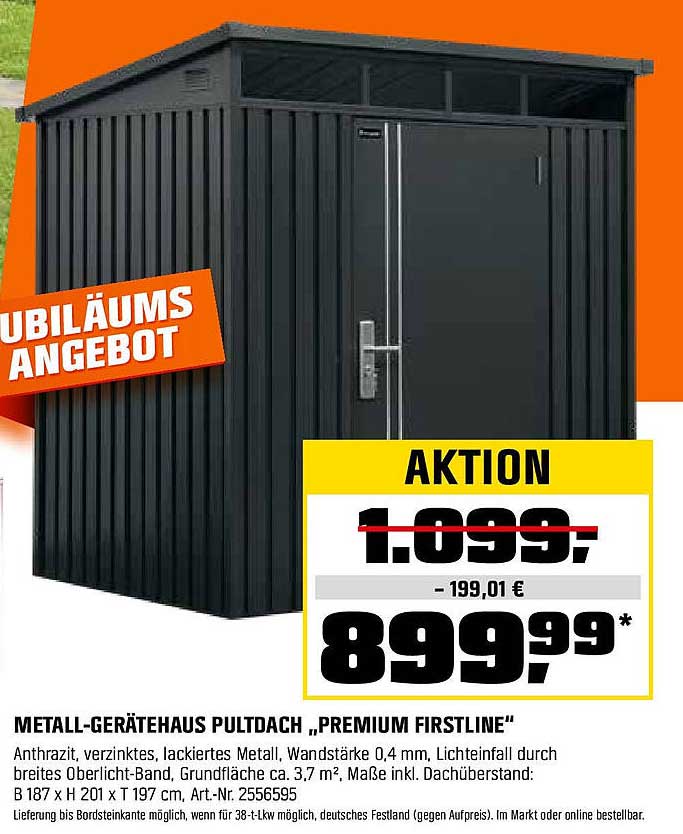 METALL-GERÄTEHAUS PULTDACH „PREMIUM FIRSTLINE“