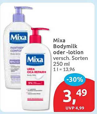 Mixa Bodymilk oder -lotion verschiedene Sorten 250 ml