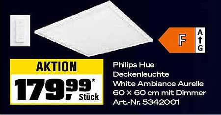 Philips Hue Deckenleuchte White Ambiance Aurelle 60 x 60 cm mit Dimmer
