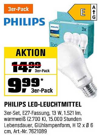 PHILIPS LED-Leuchtmittel 3er-Pack